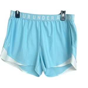 Under Armour Blue and White Athletic Shorts with Elastic Waistband